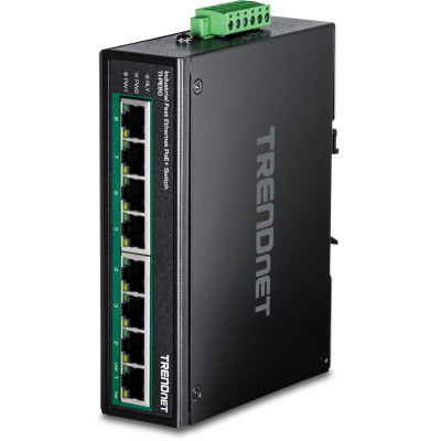 TRENDnet TI-PE80 8-Port Ethernet Switch, 8 fast ethernet PoE+ ports, 1.6 Gbps switching capacity, DIN-rail/wall mount